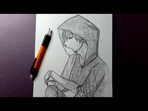 Drawing a broken 💔 anime boy in Timelapse #shorts
