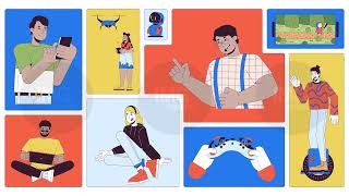 Technology and innovation in daily life animated bento grid layout