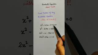 #Short Trick to Find Factors of Any Quadratic Equation#short#shorts