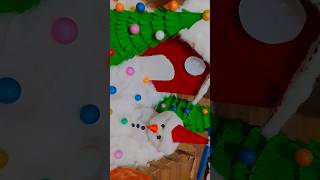 Christmas day #card board help make a 3 d model of Santa house #punch paper make a Santa drawing