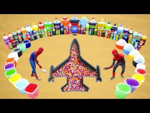 How to make Rainbow Plane with Cement & Orbeez, Giant Fanta, Dr Pepper, Fanta, Coca Cola vs Mentos
