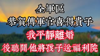 全軍區恭賀傅軍官喜得貴子，我平靜離婚，後聽聞他將孩子送福利院