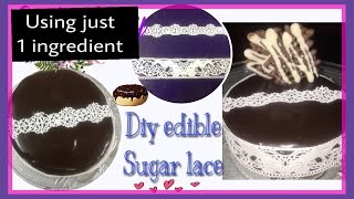 Diy| super easy EDIBLE SUGAR LACE ( using 1 ingredient and veg.) easiest way to decorate cakes.
