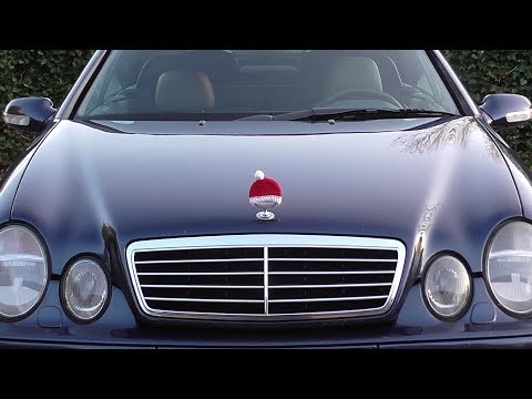 Mercedes knit Christmas hat cap for  hood ornament emblem