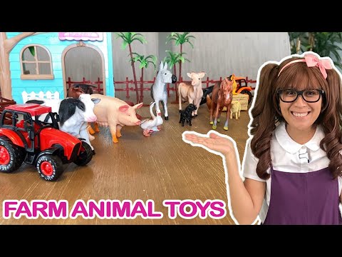 Farm Animal Toys | Soso Shrinks Down to Learn and Pretend Play With Her Farm Animal Toys