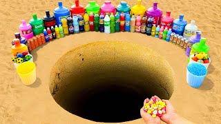 EXPERIMENT: Big Toothpaste Eruption from Giant Coca Cola, 7up, Mtn Dew, Fanta vs Mentos Underground