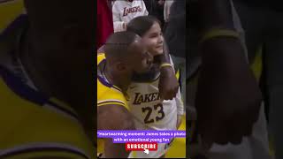 LeBron James shares a heartwarming moment with an emotional young fan  #nba #basketball #lakers