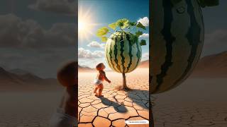 Baby planted a water melon tree and lightning strike come over it 😭 #ai #baby