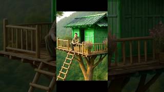 One Leg boy  Build a Treehouse #diy #woodworking #house  #diyprojects  #treefelling #effort #oneleg