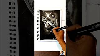Charcoal Art: Drawing Saturn & The Cosmic Dance | Space Art Tutorial.How to draw with charcoal.