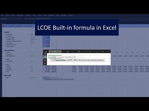 Create a Built-in LCOE Formula in Excel