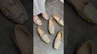 Mirror work & Kundan work Punjabi jutti loafer embroidery design party wear #mirrorwork #new #jutti