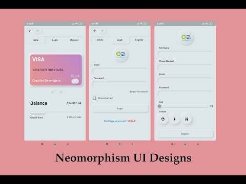 Neomorphism || FlutterNeumorphic || Flutter UI design || Creative Developers || Login || Register