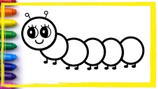 RAINBOW CATAPILLAR Drawing and Coloring pages for kids Learn colors | Whoopee Playhouse
