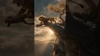 When the king roars, the jungle listens! 🦁🌴 #LionVsMonkey #NatureDrama