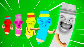 Les Crayons de Couleur (Jaune, Bleu, Rose, Rouge et Gris) | D Billions Chansons pour Bébé