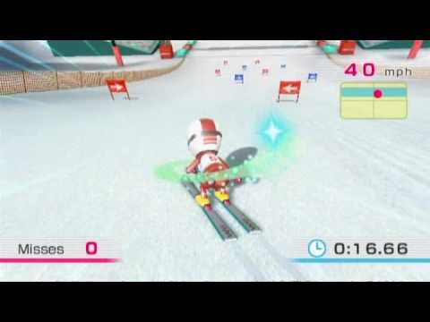 Wii Fit Plus Gameplay Ski Slalom Beginner Finished in 20.28 seconds