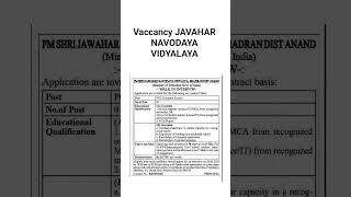 NEW VACANCY IN JAVAHAR NAVODAYA VIDYALAYA