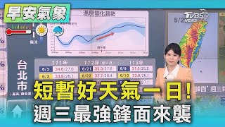 短暫好天氣一日！週三最強鋒面來襲｜氣象主播 謝宜倫｜早安氣象｜TVBS新聞 20250527 @TVBSNEWS02