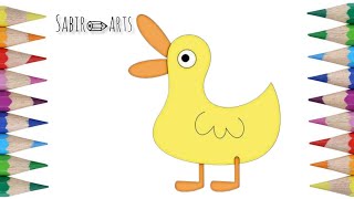 Simple Duck drawing for kids |Peppa pig duck for kids |How to draw peppa pig duck character coloring
