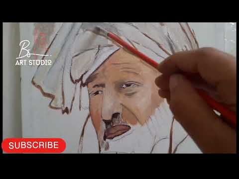 Sufi Barqat Ali Sarkar Portrait Hand Made Art By BS Art Studio