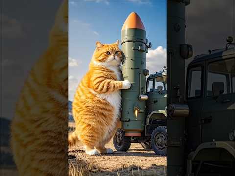 the || cute cat launching a missile|| 😿 🐼😂. #shorts #funny #orangecat #animals