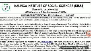 UG &  PG ADMISSION IN KISS FREE OF COST
