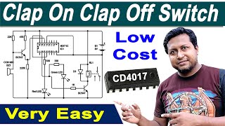 How to make clap switch | Clap switch | Clap On/off circuit | Sound Sensor Circuit | CD4017 IC