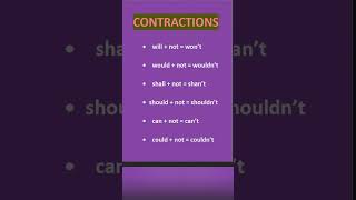 CONTRACTIONS #english #useofprepositionsinenglish  #englishlanguageskills # grammar # #vocabulary