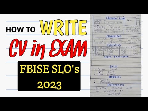 How to write CV in Exam | FBISE SLOs