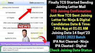 TCS Joining Letter Generated~ Got TCS Joining Letter After 2 Years~ TCS Joining Date 2023 2022 Batch