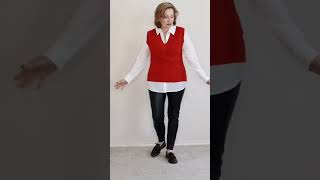 FAUX for FALL 2022 | HONEYLOVE Faux Leather Leggings | Classic White Shirt and Red Vest | Loafers