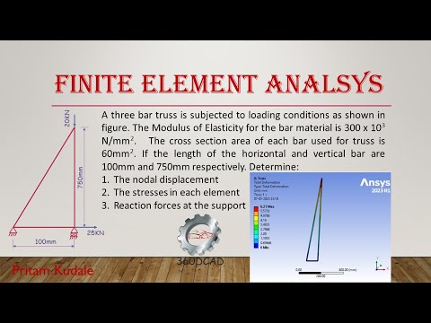 Finite Element Method Truss Problem using 1D element on ANSYS software