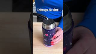 Preheat a thermos to keep chicken nuggets warm! Perfect for school lunch! #backtoschool #lunchtime