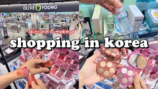 shopping in korea vlog 🇰🇷 skincare & makeup haul 🍑 summer daily essentials at Oliveyoung 올영세일