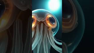 A close-up of an alien creature with translucent, jellyfish-like skin. #alien