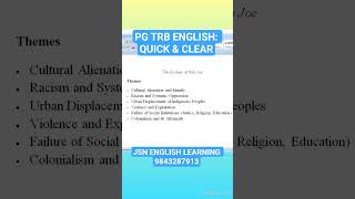 The Ecstasy of Rita Joe: Themes #english #trbhandbook #englishexam #pgtrb#pgtrb