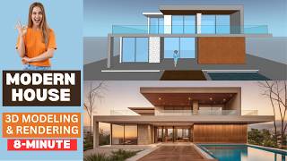 Modern House: SketchUp Modeling & AI Rendering