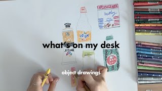 왓츠 온 마이 데스크 | 나만의 감성이 있는 오브젝트로 그림 그리기 what's on my desk object drawings (with carandache crayon)