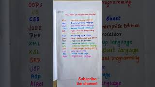 Full Form Of Programming Language || Full Form || Programming Language ||Basic Knowledge Of Program