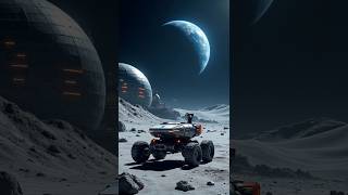 Lunar Rover Patrol Near Futuristic Moon Colony | Earth Rises Above #shorts #space #ai #shortfilm