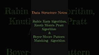 String Matching Algorithms,Rabin-karp Algorithm,Knuth-Morris-pratt Algorithm,Boyer-Moore Algorithm