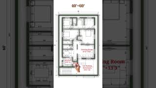 40×60 House Plan || 40×60 House Design || 40×60 Floor Plan || #floorplan #houseplan #shorts