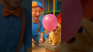 This Cute Kitten Surprised Blippi with a Balloon! #Blippi #CuteKitten #BalloonFun #BlippiShorts