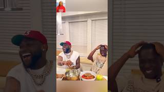 Davido enjoying Amala meal with super excited Rasheed Idrees. They look amazing & having nice time