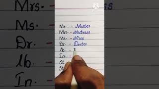 Meaning of Short forms | Beautiful Handwriting | Neat Handwriting #howtoimprovehandwriting #ytshorts
