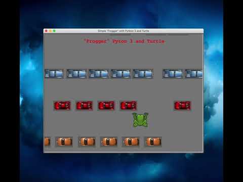 Simple 'frogger' / Crossy Road type game in Python 3 with the Turtle module and animated gif