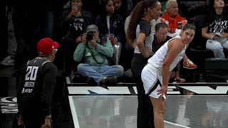 😂 Kelsey Plum Spike Lee trash talk, stars are out | Las Vegas Aces vs New York Liberty WNBA playoffs