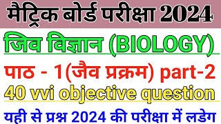 class 10th jaiv prakram objective question|| class 10th Biology objective question 2024 chapter -1