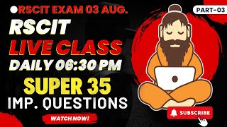 RSCIT Live Class 03 RSCIT Exam Important Questions 2025 RSCIT Computer Course RSCIT Exam 03 August